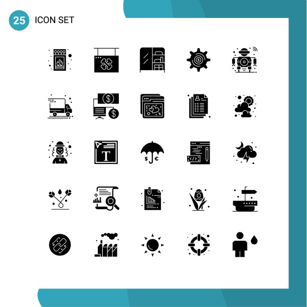 分组25个固体符号符号和符号图片下载