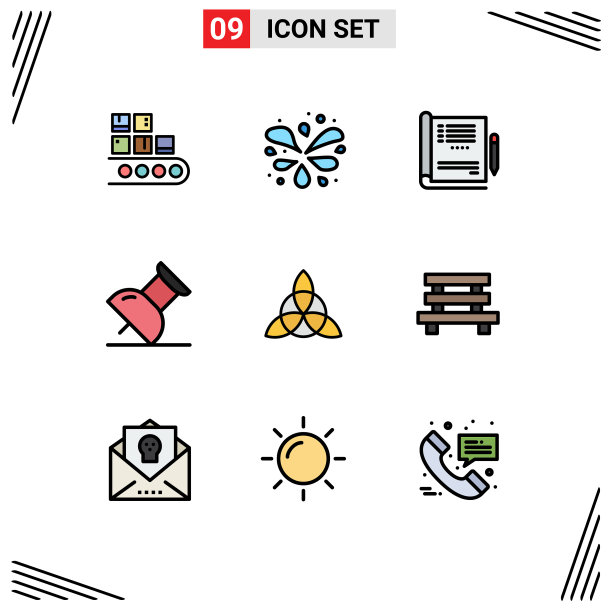 为卷筒纸设置9种通用填充线平面颜色图片下载