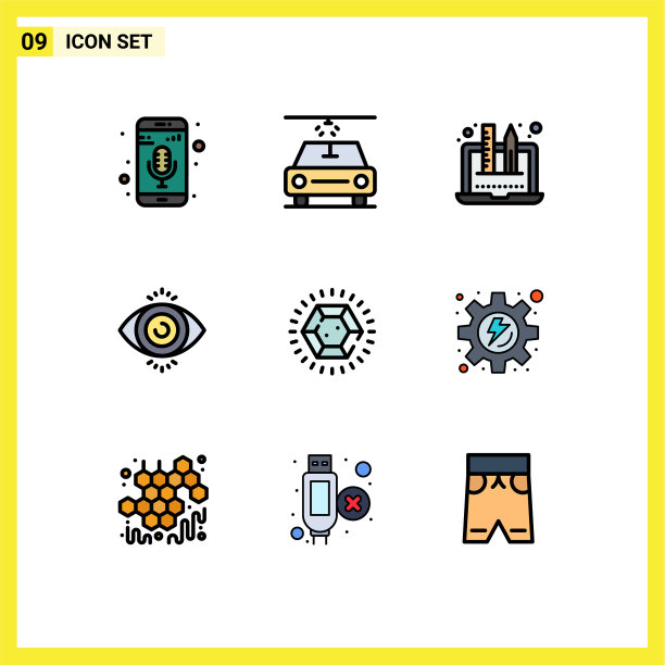 9主题填充线平色和可编辑图片下载