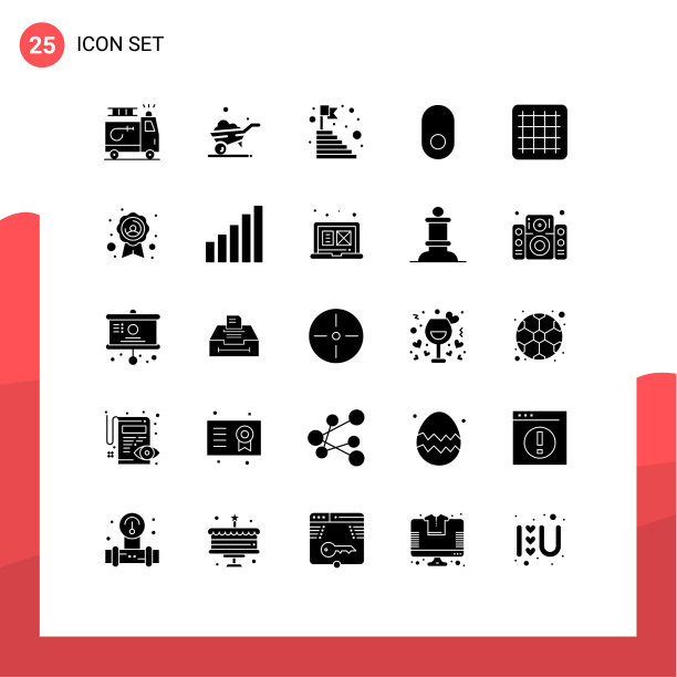 分组25个固体符号符号和符号图片下载