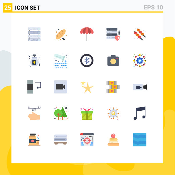 可编辑线包25个简单的平面颜色图片下载