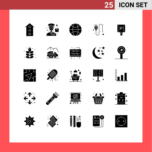 可编辑的线包25个简单的固体符号图片下载