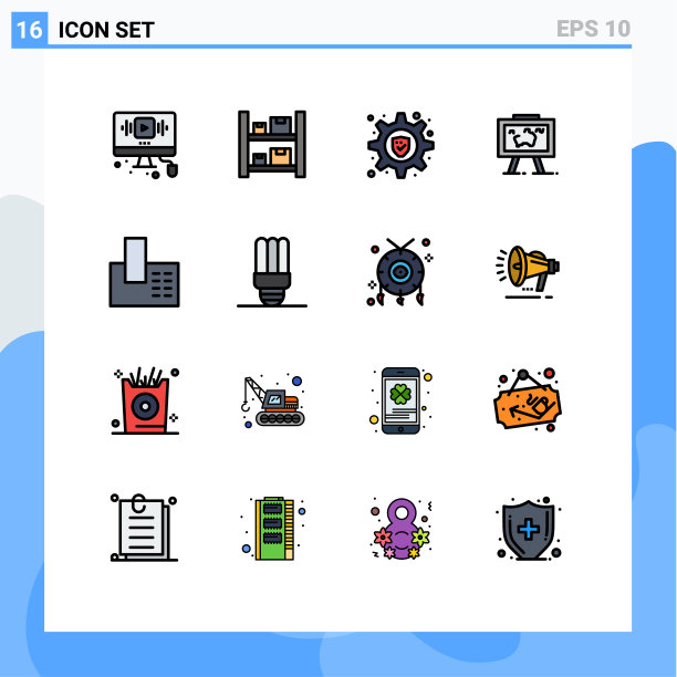 设置16商业平面彩色填充线条包图片下载