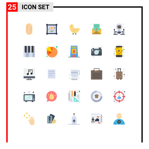 可编辑线包25个简单的平面颜色图片下载