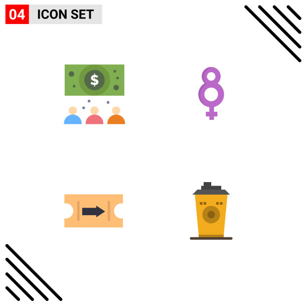 设置4个现代UI图标符号标志图片下载