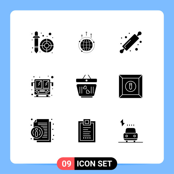 组9现代固体象形文字设置为购物车图片下载