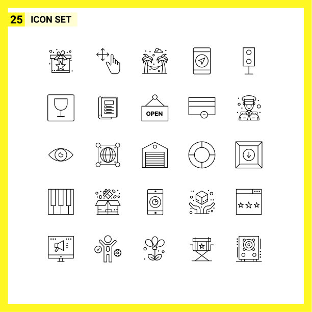 25个创意图标的现代符号和符号图片下载