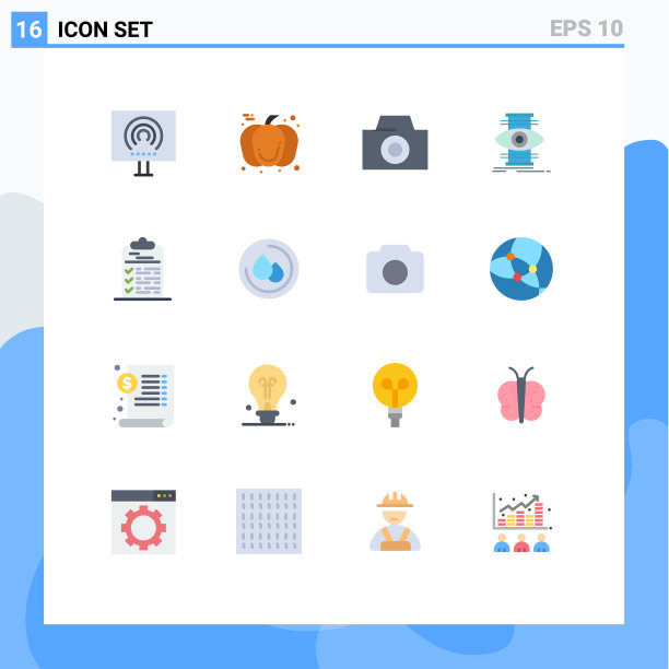 可编辑线包16个简单的平面颜色图片下载