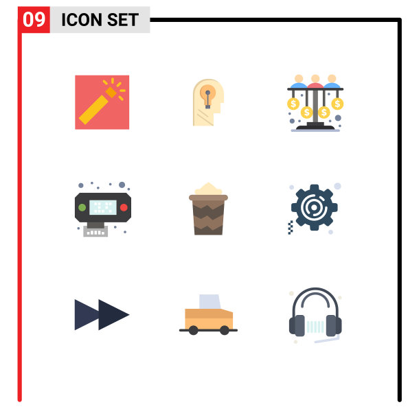 包装9个现代平面颜色的标志和符号图片下载