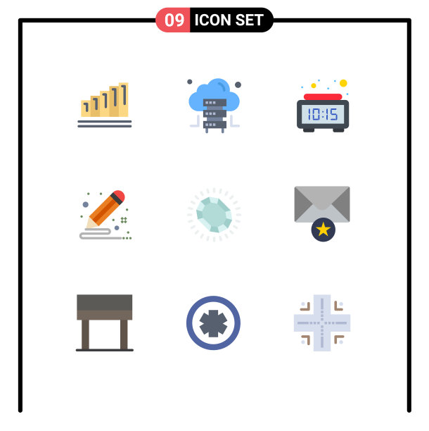 可编辑线包9个简单的平面颜色图片下载