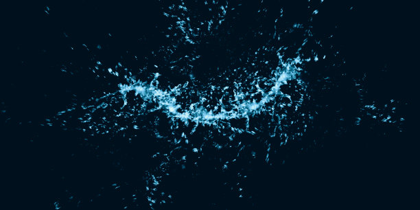 水喷雾和水气泡溅在黑色背景3d插图图片下载