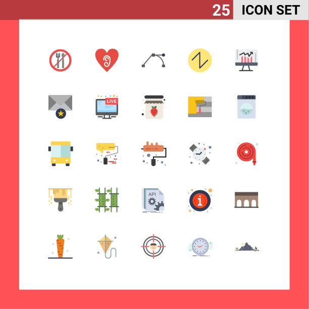 象形文字设置25个简单的平色邮件图片下载