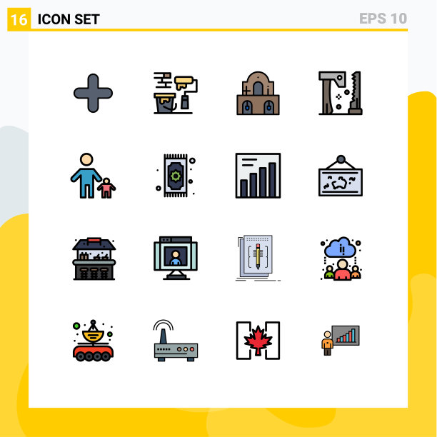 为爸爸设置16个现代UI图标符号图片下载