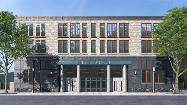 学校fasade外观。三维演示图片下载