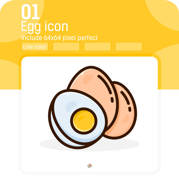 一个鸡蛋图标向量符号与线颜色风格孤立在白色背景。矢量插图鸡蛋图标符号符号图标概念为web, ui, ux，网站，商业，食品，移动应用程序和所有项目图片下载