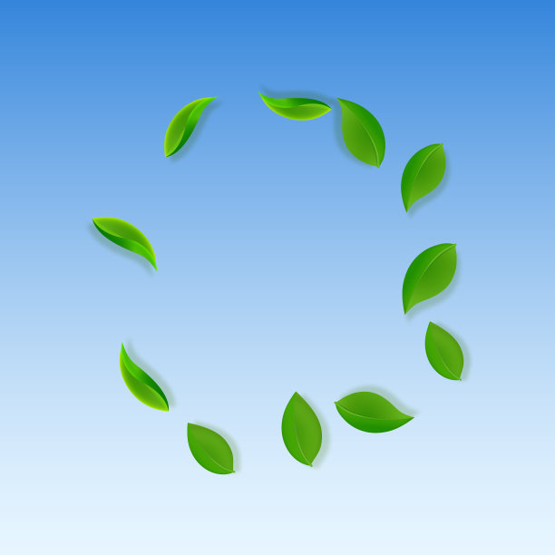 下降的绿叶。新鲜的茶叶整齐的叶子飞图片下载