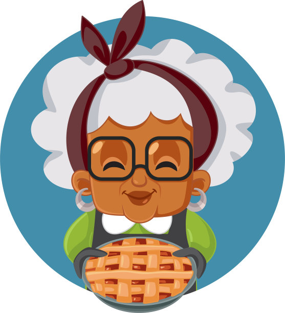 滑稽的祖母拿着苹果派矢量卡通图片下载