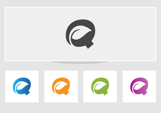 叶子标志用Q字母。食品标志设计用字母Q图片下载