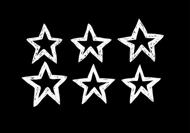 涂鸦一套黑白铅笔画对象。手绘抽象插图垃圾元素。矢量抽象星星设计图片下载