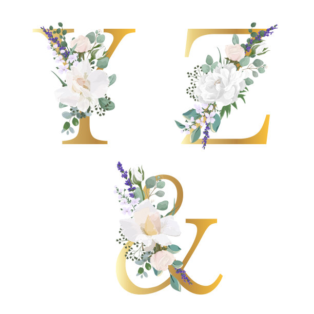 花的字母表。用植物花束设置字母。婚礼请柬、贺卡、生日、logo、海报等创意。图片下载