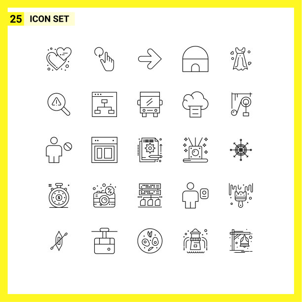 25个创意图标的现代符号和符号图片下载