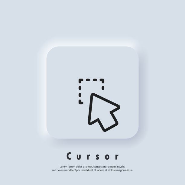 指针图标标识。光标的迹象。单击图标。电脑鼠标，光标，指向。箭头和等待。向量EPS 10。UI图标。Neumorphic UI UX白色用户界面web按钮。Neumorphism图片下载