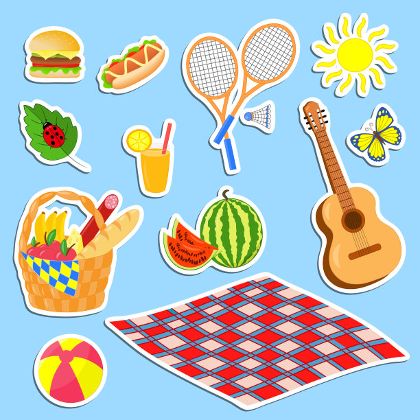 一套野餐主题贴纸图片下载