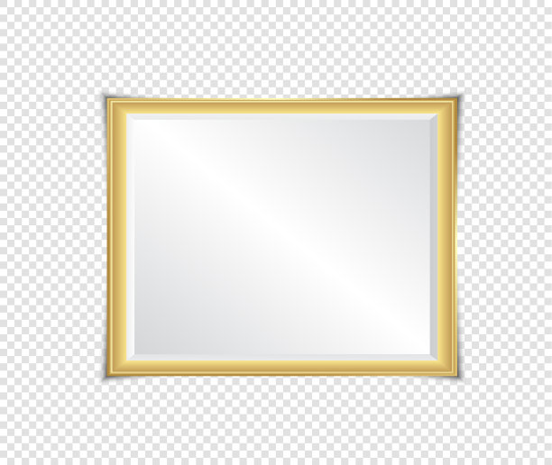 金色闪亮发光的框架与阴影孤立在透明的背景。黄金豪华复古风格写实边框，照片，横幅。插图——向量图片下载