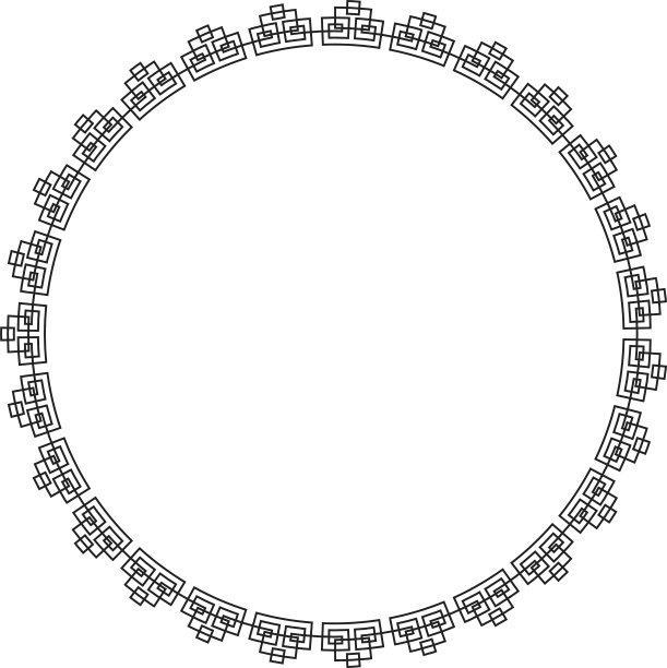 中国圆形框架和轮廓元素。东方装饰。图片下载