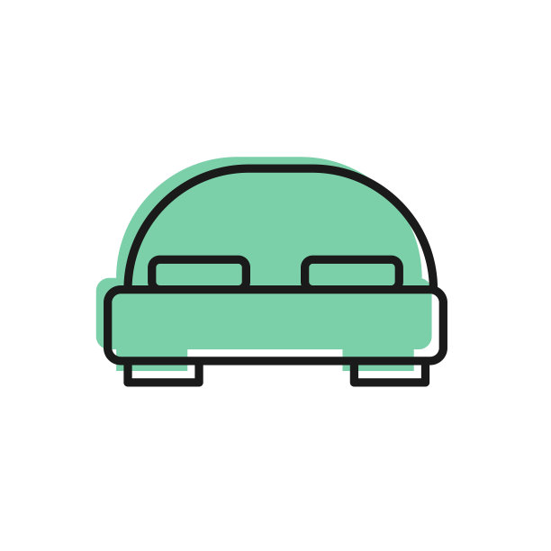 黑色线大床为两个或一个图标孤立在白色背景。向量图片下载