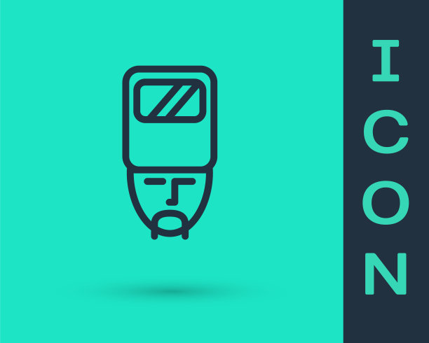 黑线乌克兰哥萨克图标孤立在绿色背景上。向量图片下载