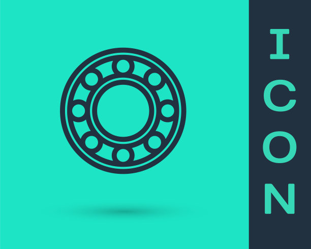 黑色线自行车滚珠轴承图标隔离在绿色背景上。向量图片下载