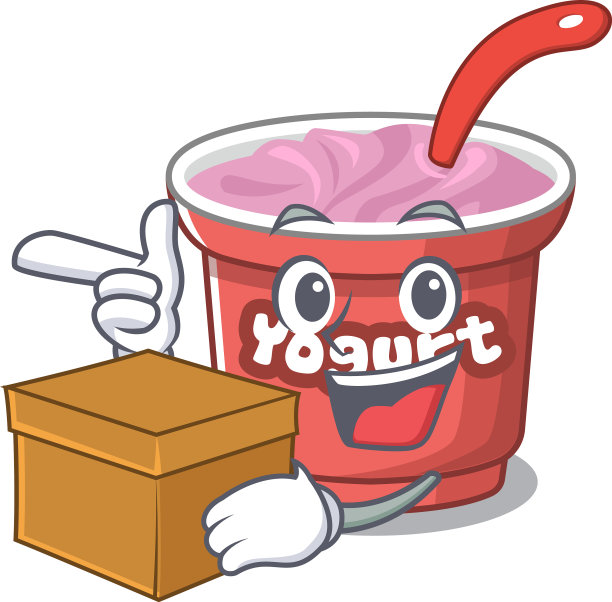 可爱的酸奶卡通人物有一个盒子图片下载