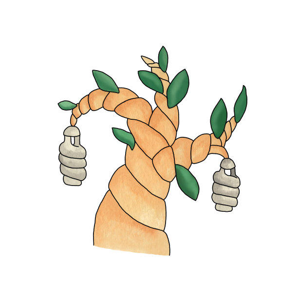 一棵绿叶和节能灯泡的树图片下载