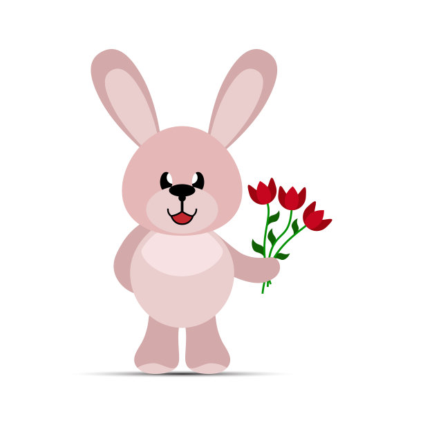 简单的玩具兔子和一束花图片下载