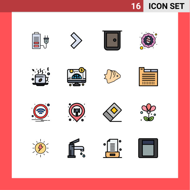 16平面颜色填充线概念的网站图片下载