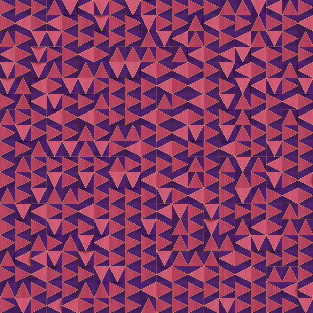 抽象的粉红和紫罗兰图案随机排列的三角形。3 d渲染插图。正射投影图片下载