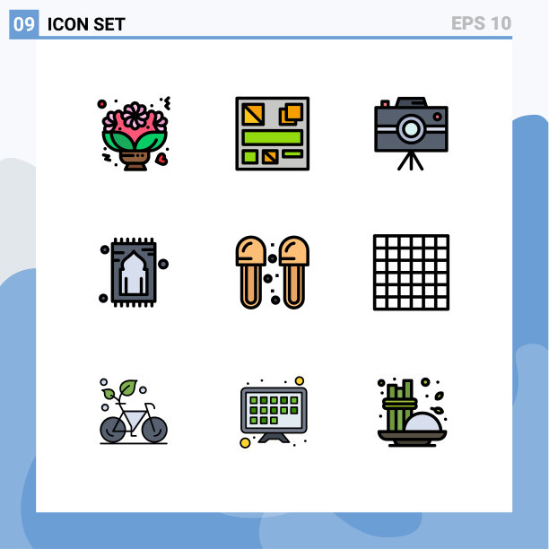 为卷筒纸设置9种通用填充线平面颜色图片下载