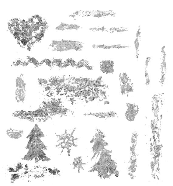 水彩圣诞无缝银箔元素集。手绘抽象组成孤立的白色背景。假日极简主义插图设计，织物或背景。图片下载