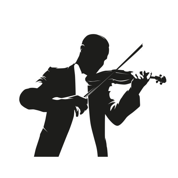 小提琴手，孤立的矢量插图。前视图。油墨画图片下载
