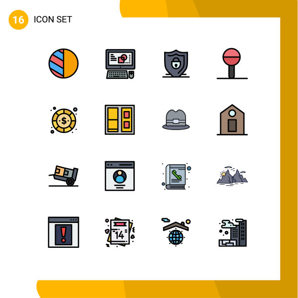 16个创意图标的现代标志和符号图片下载