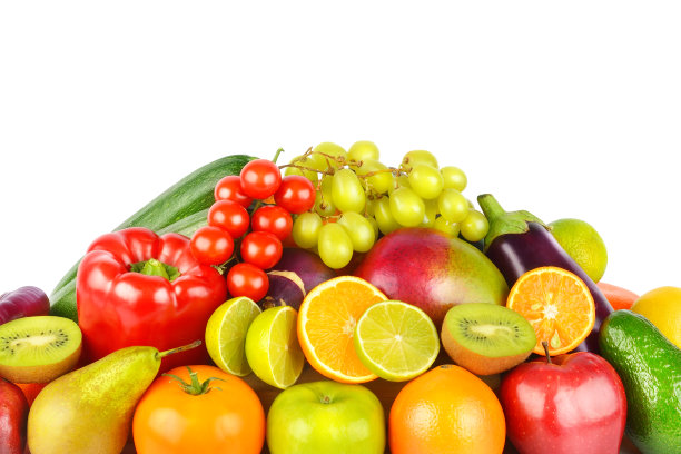 水果和蔬菜孤立在白色的背景。健康食品。图片下载