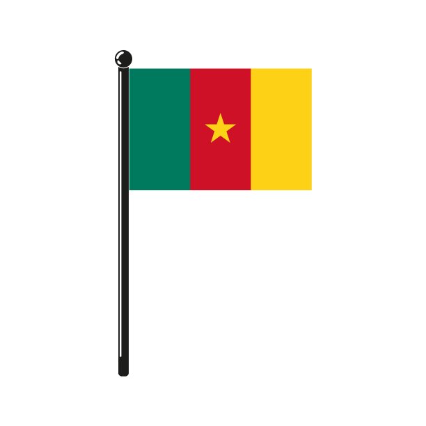 喀麦隆国旗在棍子上图片下载