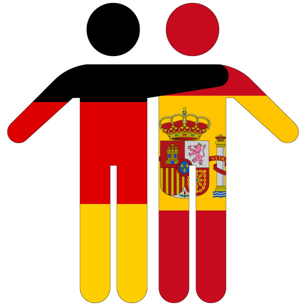 德国-西班牙/友谊概念上的白色背景图片下载