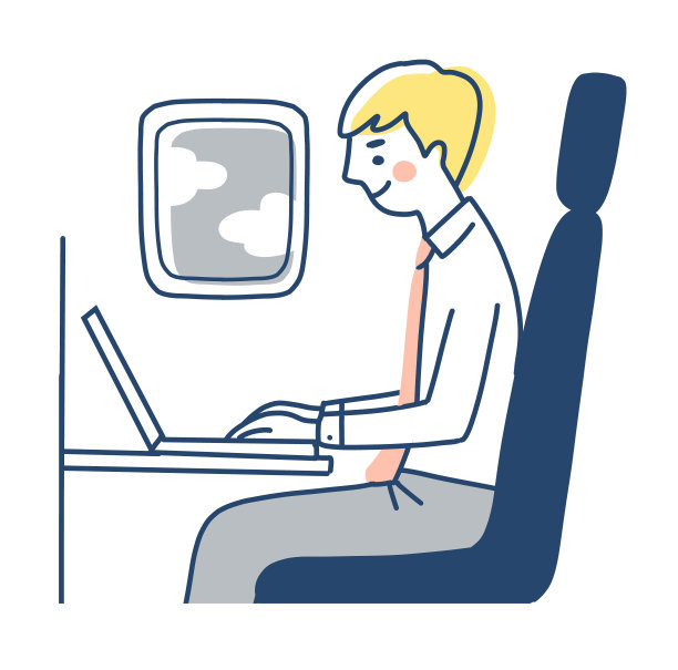 一个人在坐飞机旅行时做远程工作图片下载