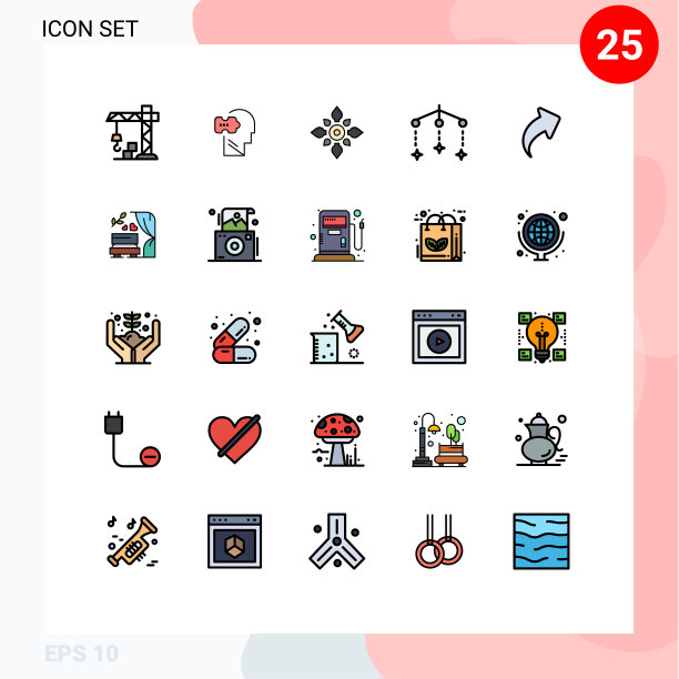 组25现代填充线平面颜色集图片下载