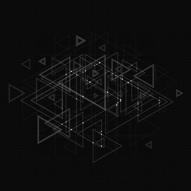 黑色多边形科学背景。数字数据可视化的抽象动态运动与连接的线和点。具有科学、医学和技术设计技术背景。图片下载