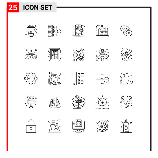 通用图标符号组25个现代线条图片下载