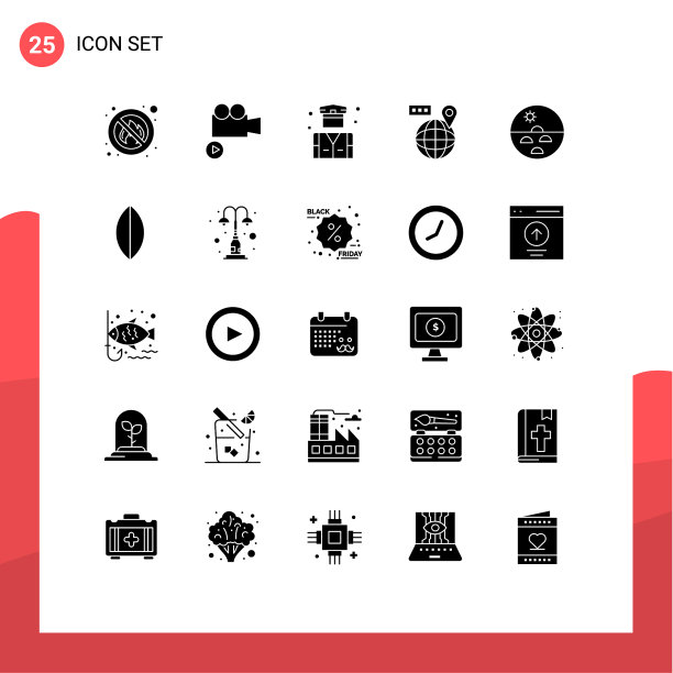 分组25个固体符号符号和符号图片下载