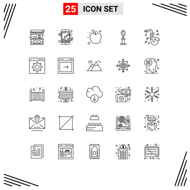 包25现代线条符号和符号的网页图片下载